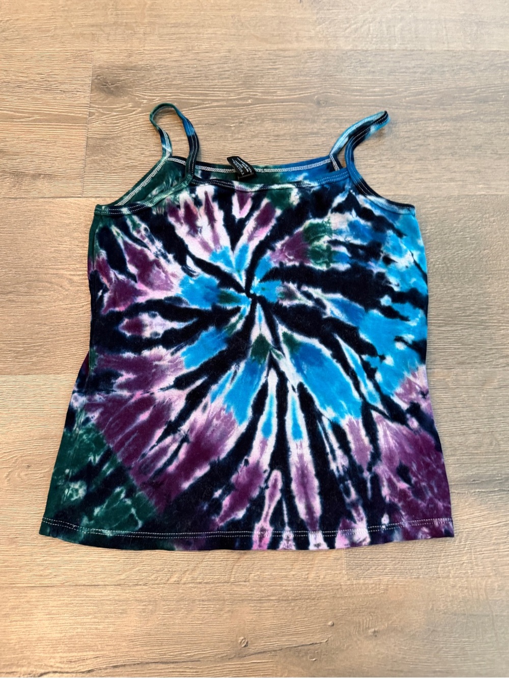 Vintage tie dye tank top 90s silver brand purple green blue